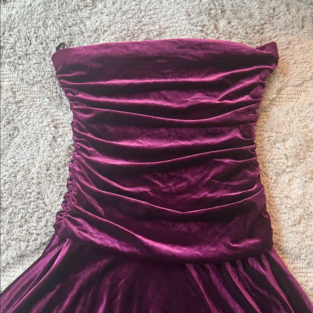 Karlie Free People Dress Sz Large Velvet Pink Purple Cocktail Dress / strapless - Picture 2 of 8
